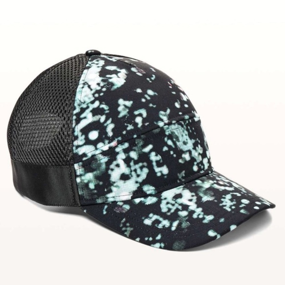 Lululemon Running Hat Snapback Mesh‎ Dash Splash Cap Active 5 Panel Black Blue